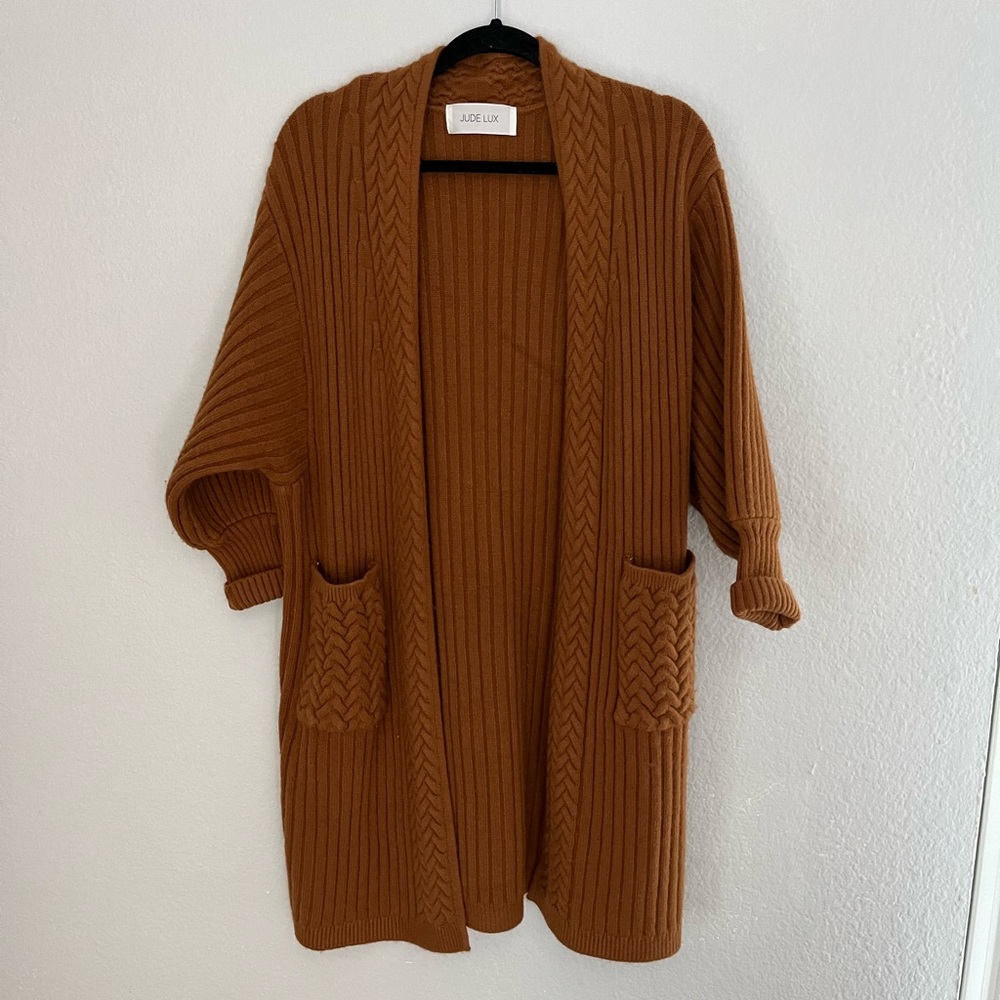 Long open cardigan sweater